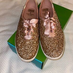 Kate Spade Keds Rose Gold Glitter Size 8